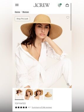 J. Crew Wide-Brim Straw Hat in Natural Tan